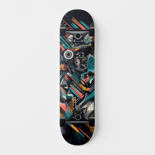 Tecnología Retro-Futurista Tabla de Skate con Arte