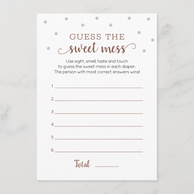 Teddy Bear adivina la tarjeta de juego Sweet Mess (Anverso)