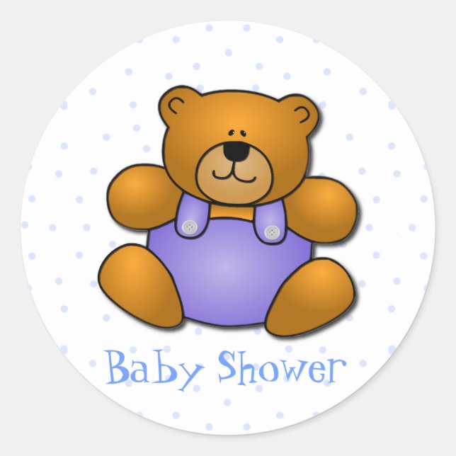 Teddy Bear Baby Boy Shower Pegatinas (Anverso)