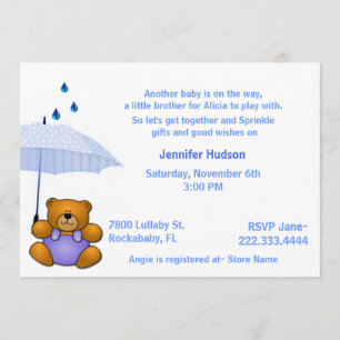 Teddy Bear Baby Boy Sprinkle Shower Invitación