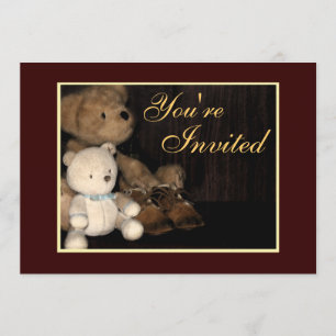 Teddy Bear & Baby Shoes Invitación