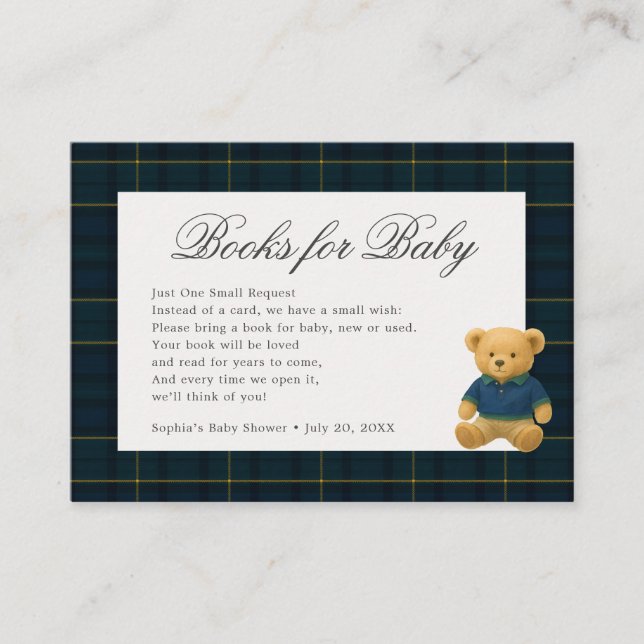 Teddy Bear Baby Shower Books Para Tarjeta De Gabin (Anverso)