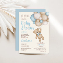Teddy Bear Baby Shower Boy Invitación Española