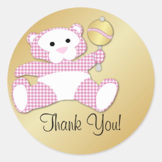 Teddy Bear Baby Shower Favor Gracias Pegatina