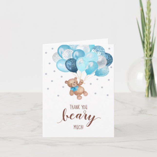 Teddy Bear Baby Shower Gracias Beary Mucha Tarjeta (Anverso)