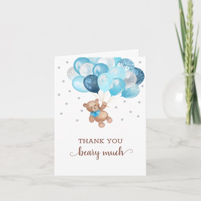 Teddy Bear Baby Shower Gracias Beary Mucha Tarjeta (Anverso)