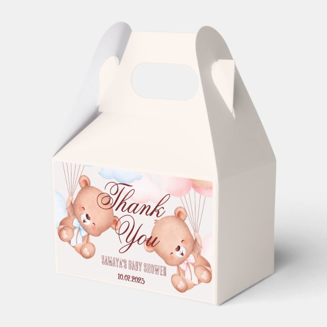 Teddy Bear Baby Shower Gracias Cajas De Favor (Front Side)