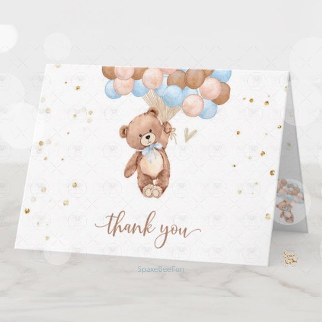 Teddy Bear Baby Shower gracias tarjeta de gabinete (Teddy bear baby shower thank you card, baby shower enclosure card, teddy bear-themed baby shower, th)