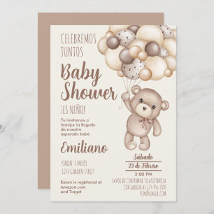 Teddy Bear Baby Shower Invitación española
