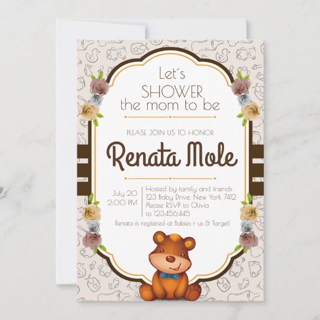 Teddy Bear BaBy Shower Invitation (Anverso)