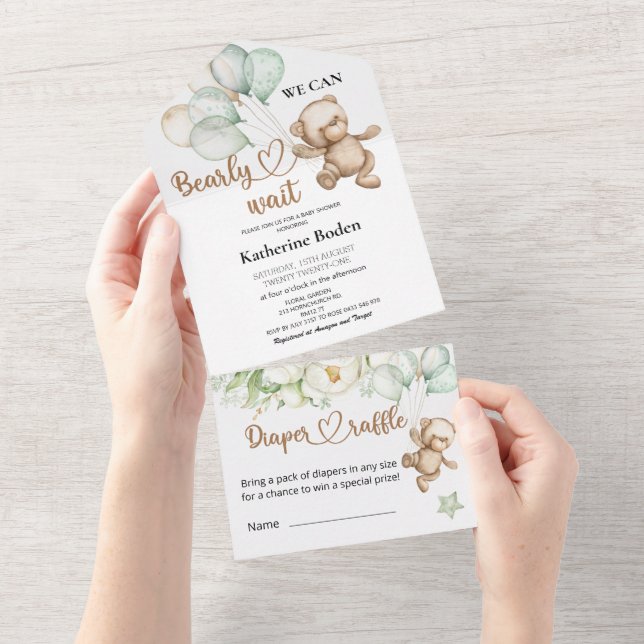 Teddy Bear Baby Shower Todo En Una Invitación (desgarro)