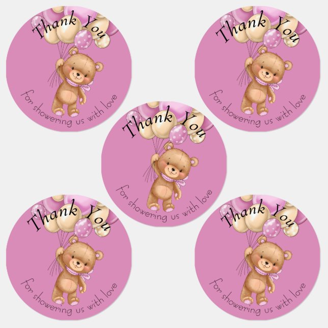 Teddy Bear BALLOON gracias Etiquetas (Grupo)