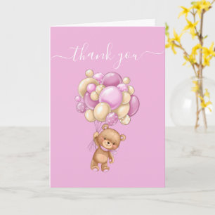 Teddy Bear Balloon PINK Gracias Tarjeta