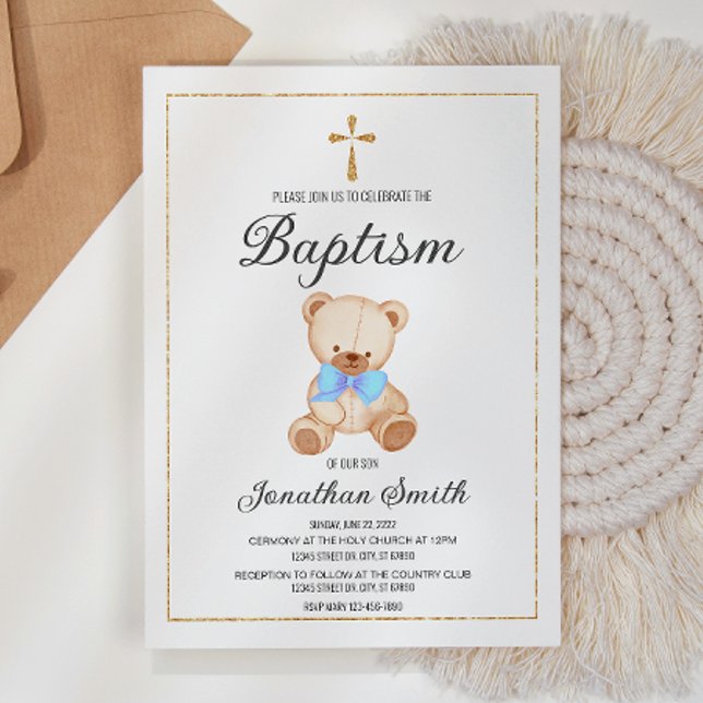 Teddy Bear Baptism Invitación a la cristiandad (Subido por el creador)