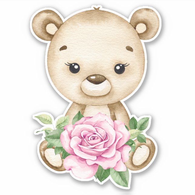 Teddy Bear Bear Bear Pegatina Animal Rosa Cute (Anverso)