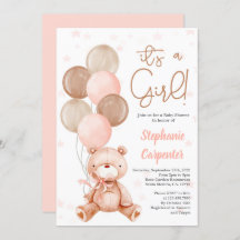 Teddy Bear Bebé ducha chica Invitación
