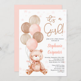 Teddy Bear Bebé ducha chica Invitación