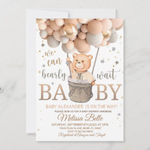 Teddy Bear Bebé ducha con invitación a los globos