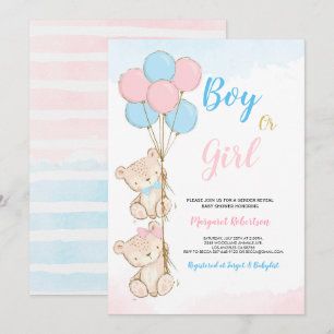 Teddy Bear Bebé Niño Chica Invitación a la ducha