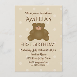 Teddy Bear Bebé Primer Día Invitación