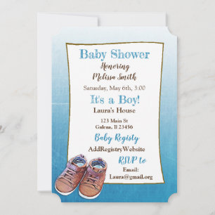 Teddy Bear Bebés Zapatos Bebé Ducha Invitaciones