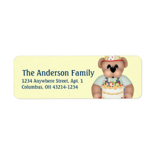 Teddy Bear Birthday Party d2 Etiquetas de direccio
