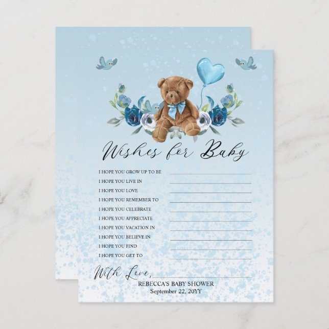 Teddy Bear Blue Balloon Wiers para la caza del beb (Anverso / Reverso)