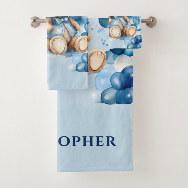 Teddy Bear Blue Train Boy Baby Shower (In situ)