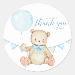 Teddy Bear Boy Baby Shower Favor Pegatina