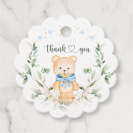 Teddy Bear Boy Baby Shower Gracias Etiquetas Favor