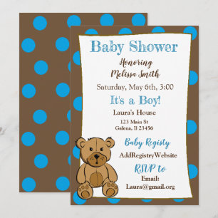 Teddy Bear Boy Baby Shower Invitaciones