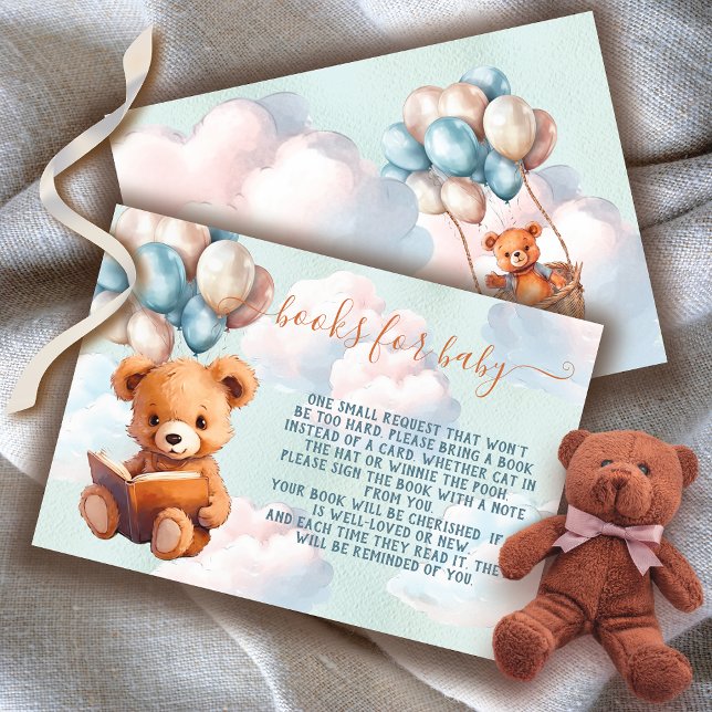 Teddy Bear Boy Balloon Boots para tarjeta de bebé (Matching Invitation, Diaper Raffle cards and other items that match!)