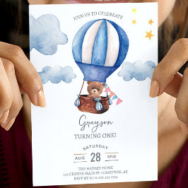 Teddy Bear Boy Invitación al primer cumpleaños