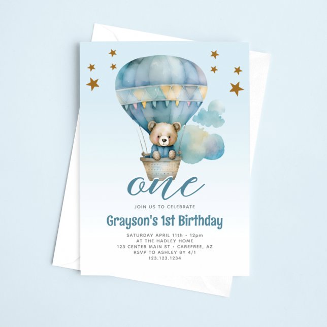 Teddy Bear Boys Invitación al primer cumpleaños (Subido por el creador)