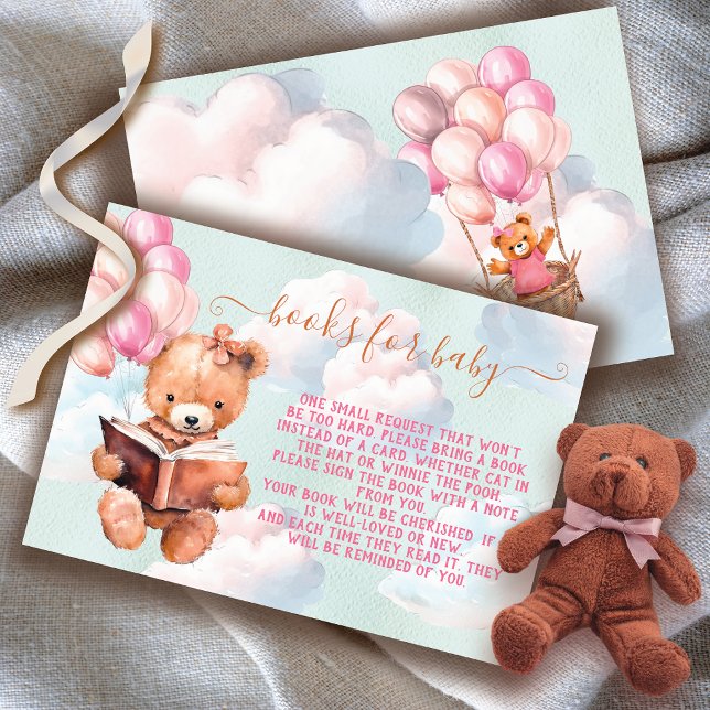 Teddy Bear Chica Balloon Books para la tarjeta del (Matching invitations available!)