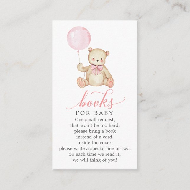 Teddy Bear Chica Solicitud de libro Tarjeta Baby S (Anverso)