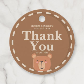 Teddy Bear Colores Neutrales Gracias Etiqueta