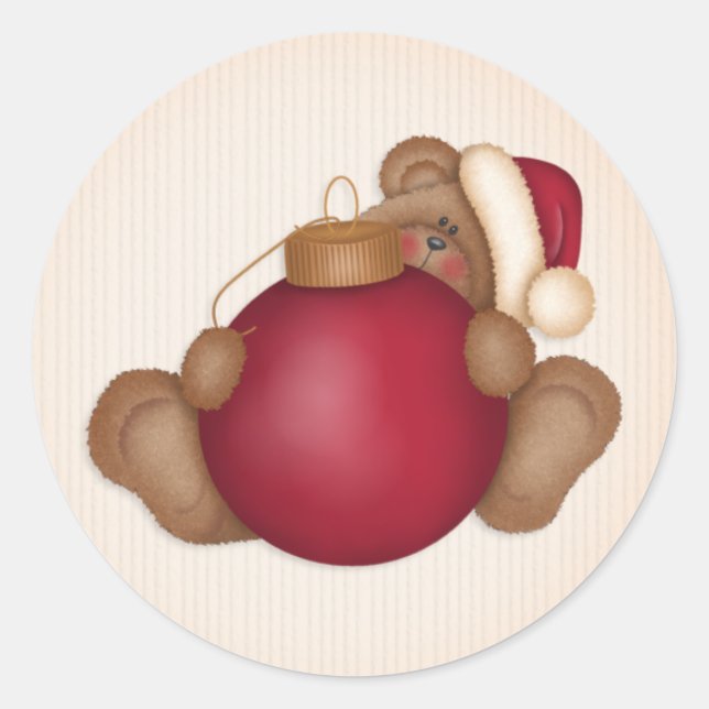 Teddy Bear con Ornament 1 - Pegatinas de vacacione (Anverso)