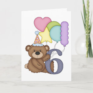 Teddy Bear con tarjeta de sexto cumpleaños para ni