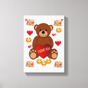 Teddy Bear de San Valentín con un lienzo estirado
