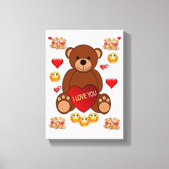 Teddy Bear de San Valentín con un lienzo estirado (Anverso)