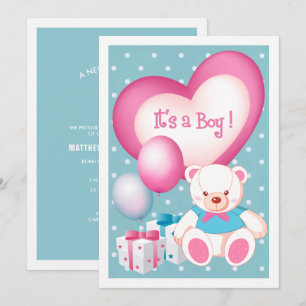 Teddy Bear Diseño Niño Nacimiento Anuncio