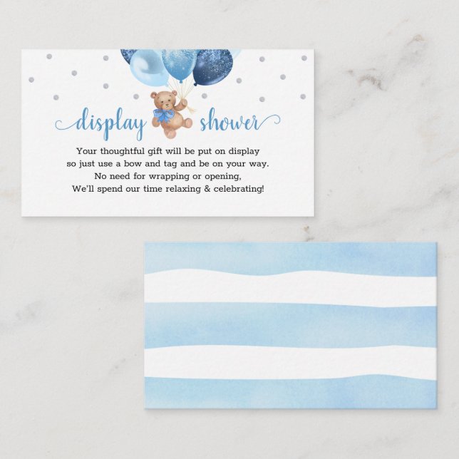 Teddy Bear Display Shower Insert para invitación (Anverso / Reverso)