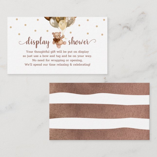 Teddy Bear Display Shower Insert para invitación (Anverso / Reverso)
