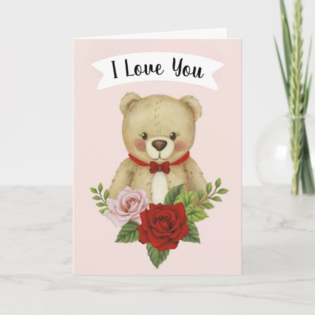 Teddy Bear El día de San Valentín Te Amo Tarjeta D (Anverso)