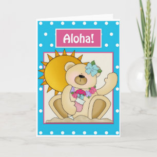 Teddy Bear en la tarjeta de felicitación Beach Alo