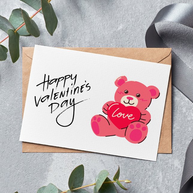 Teddy Bear feliz tarjeta de San Valentín (Teddy Bear Happy Valentine's Day Card)