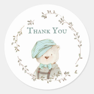 Teddy Bear Floral Baby Shower Gracias Pegatinas