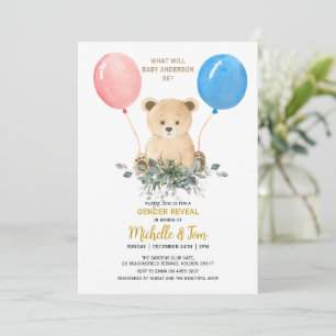 Teddy Bear Género Revelar Invitación del partido