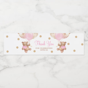 Teddy Bear Gracias Bebé Mostrar Etiqueta De Botell
